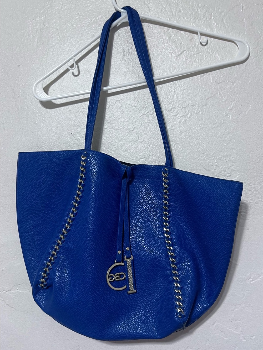 BCBG Royal Blue Chain-Accented Tote